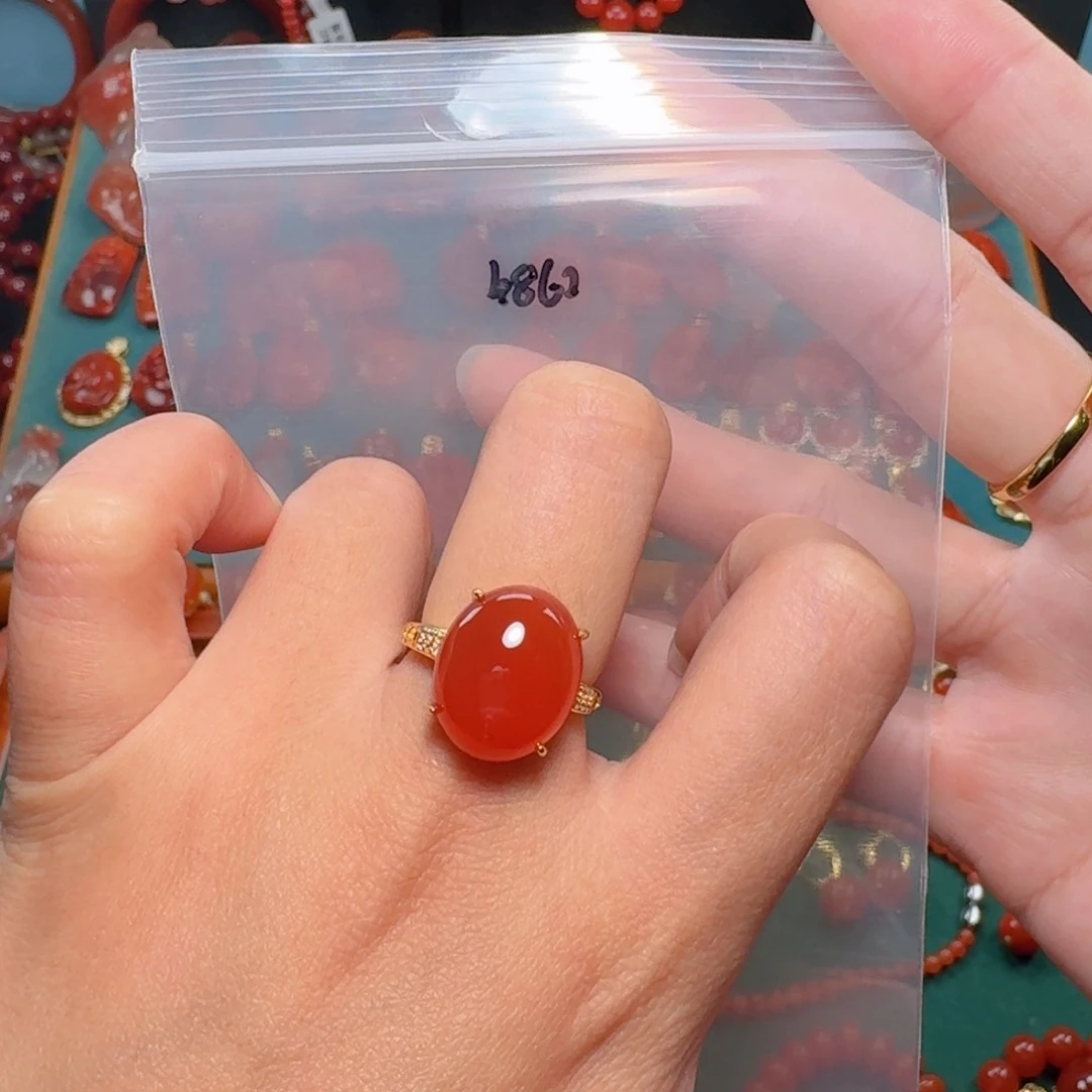 南红玛瑙南红16+银S925镶嵌