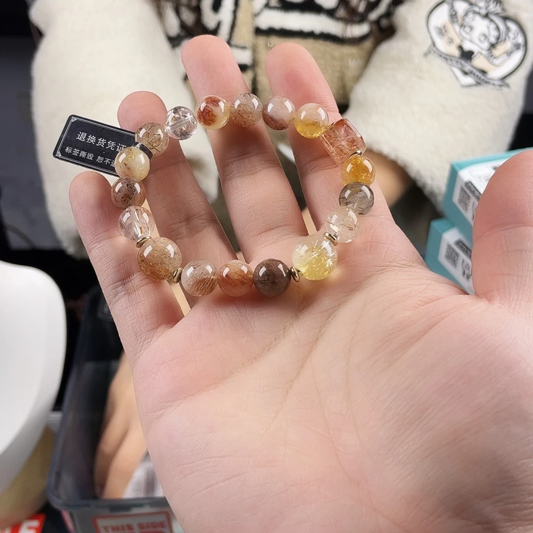 水晶银S925镀金镶嵌手串