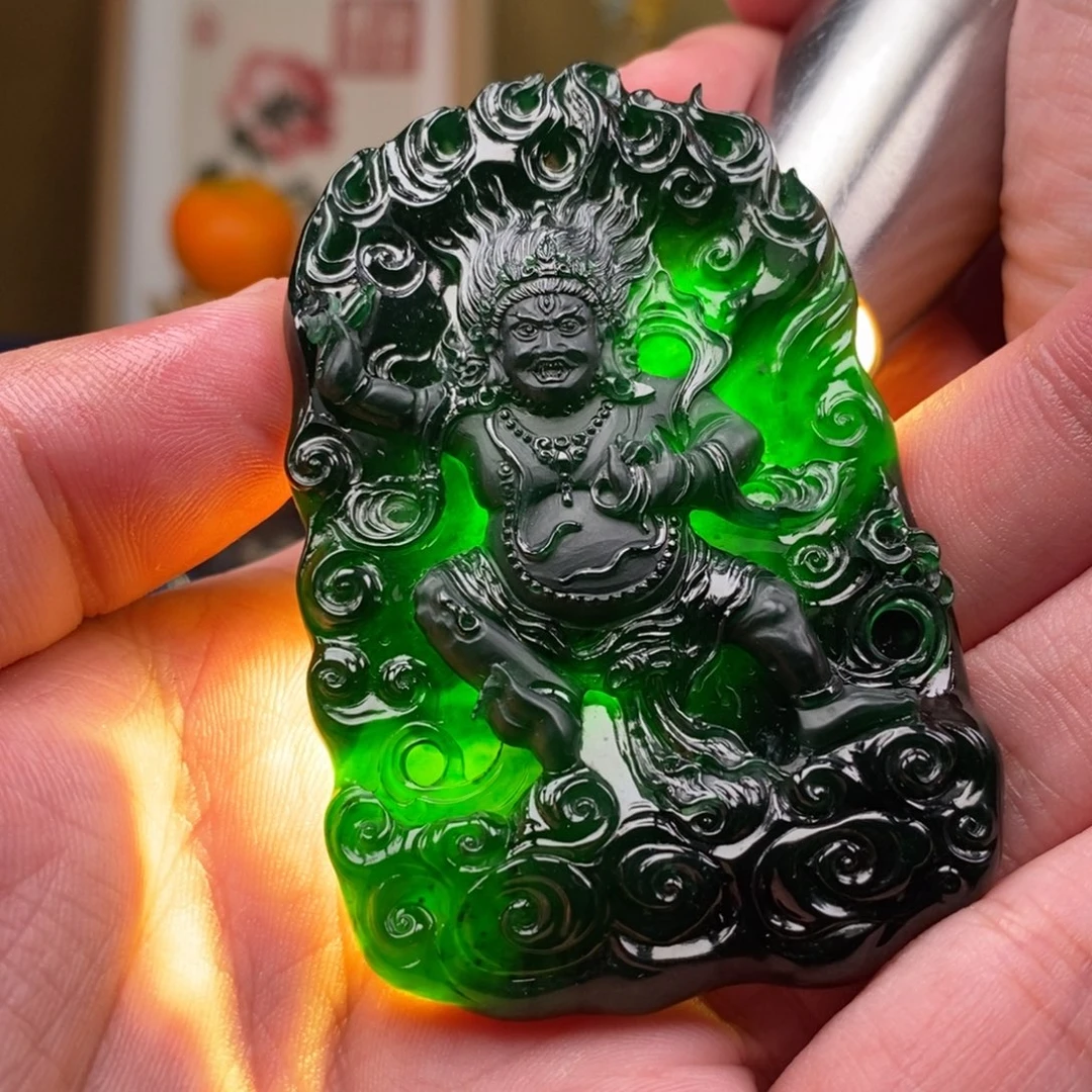 定制翡翠未镶嵌缅甸翡翠大黑天黑财神