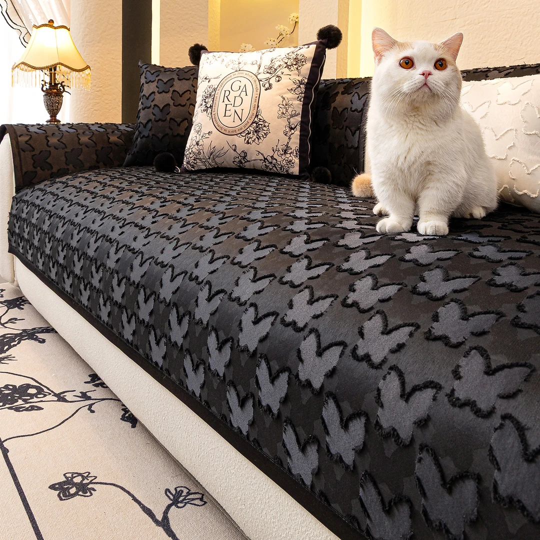 法式高级四季通用雪尼尔简约沙发垫防猫抓防滑高端沙发盖布坐垫