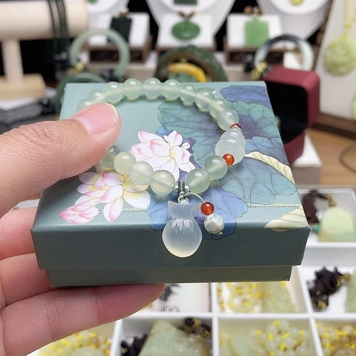 未镶嵌岫玉手链福袋招财进宝手串