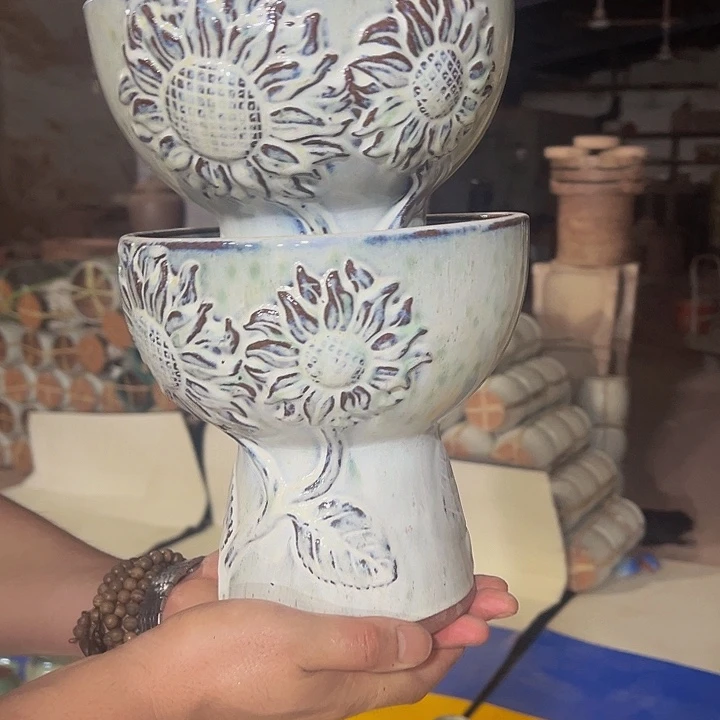 紫砂花盆高度21口径20