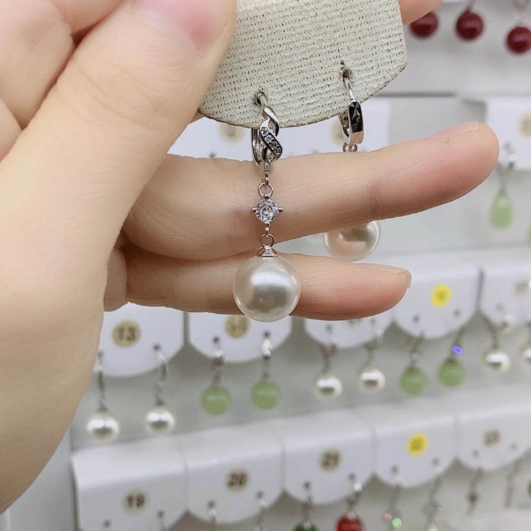 925银12毫米白貝珠