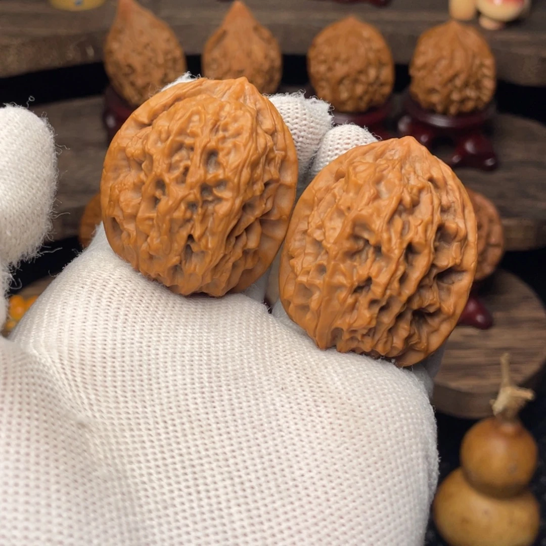 把件文玩核桃秦岭野生山魄系列龙夔36尖小修