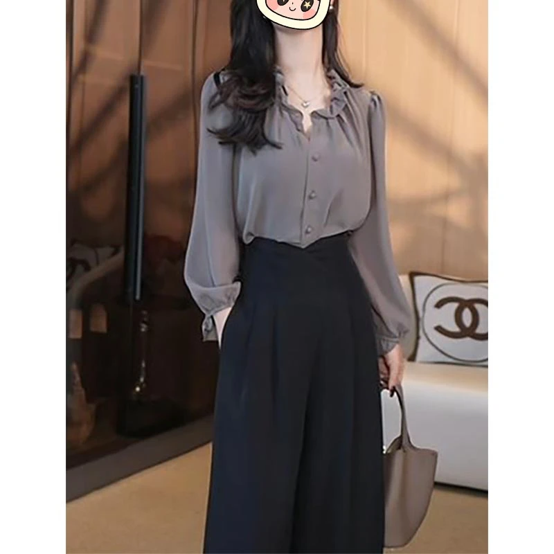 设计感小众气质两件套女2025春季新款洋气衬衫休闲裤减龄时尚套装