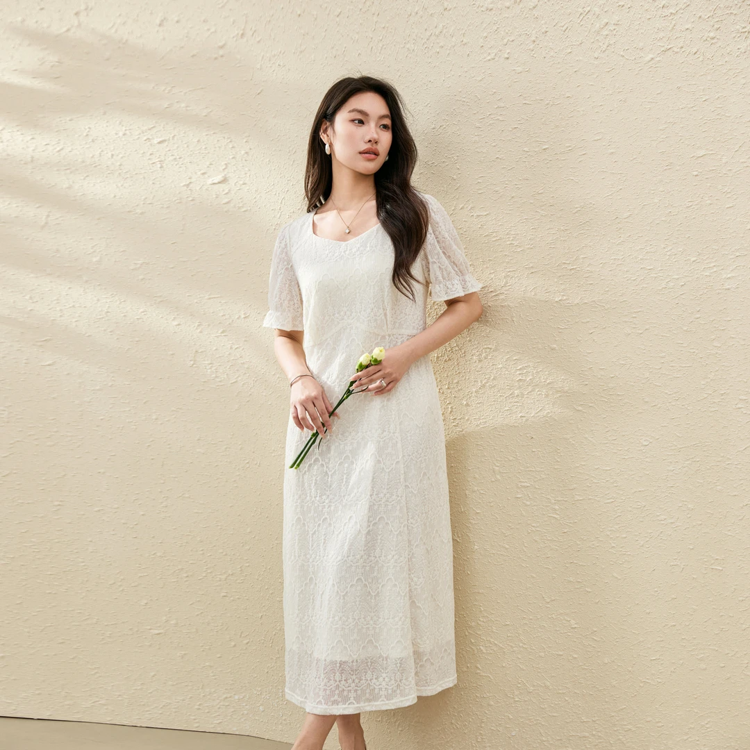 【温柔风显瘦短袖连衣裙】纤莉秀W大码女装优雅洋气时尚气质QK1680