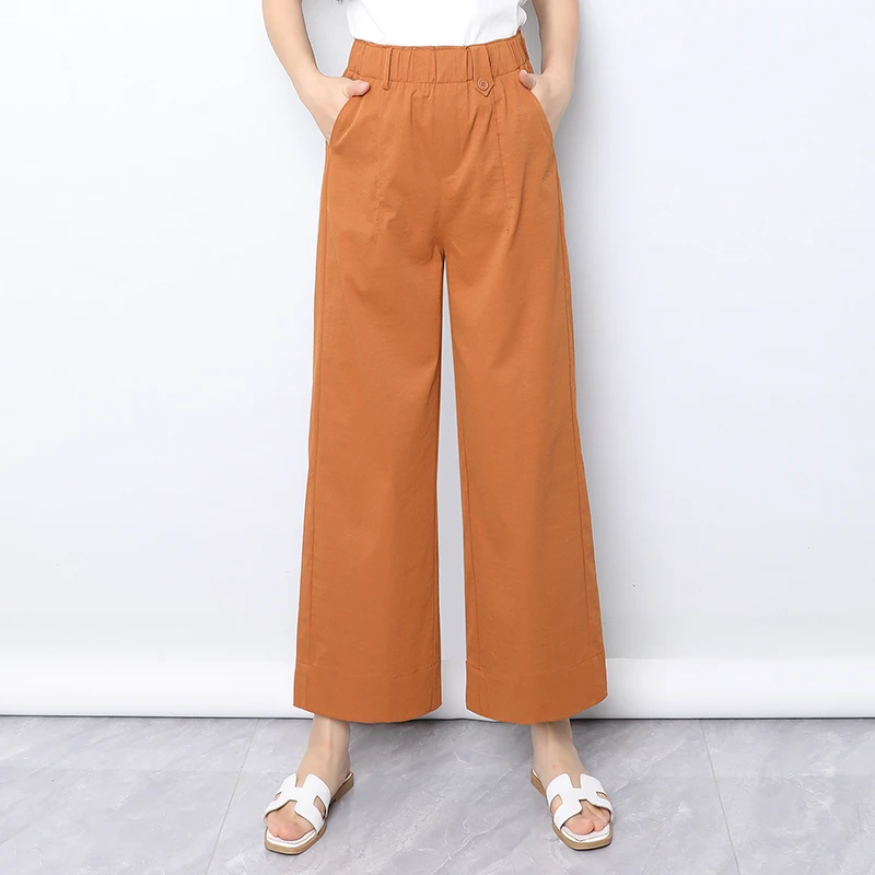 九分阔腿裤女夏季薄款2025新款高腰显瘦宽松直筒裤小个子休闲裤子