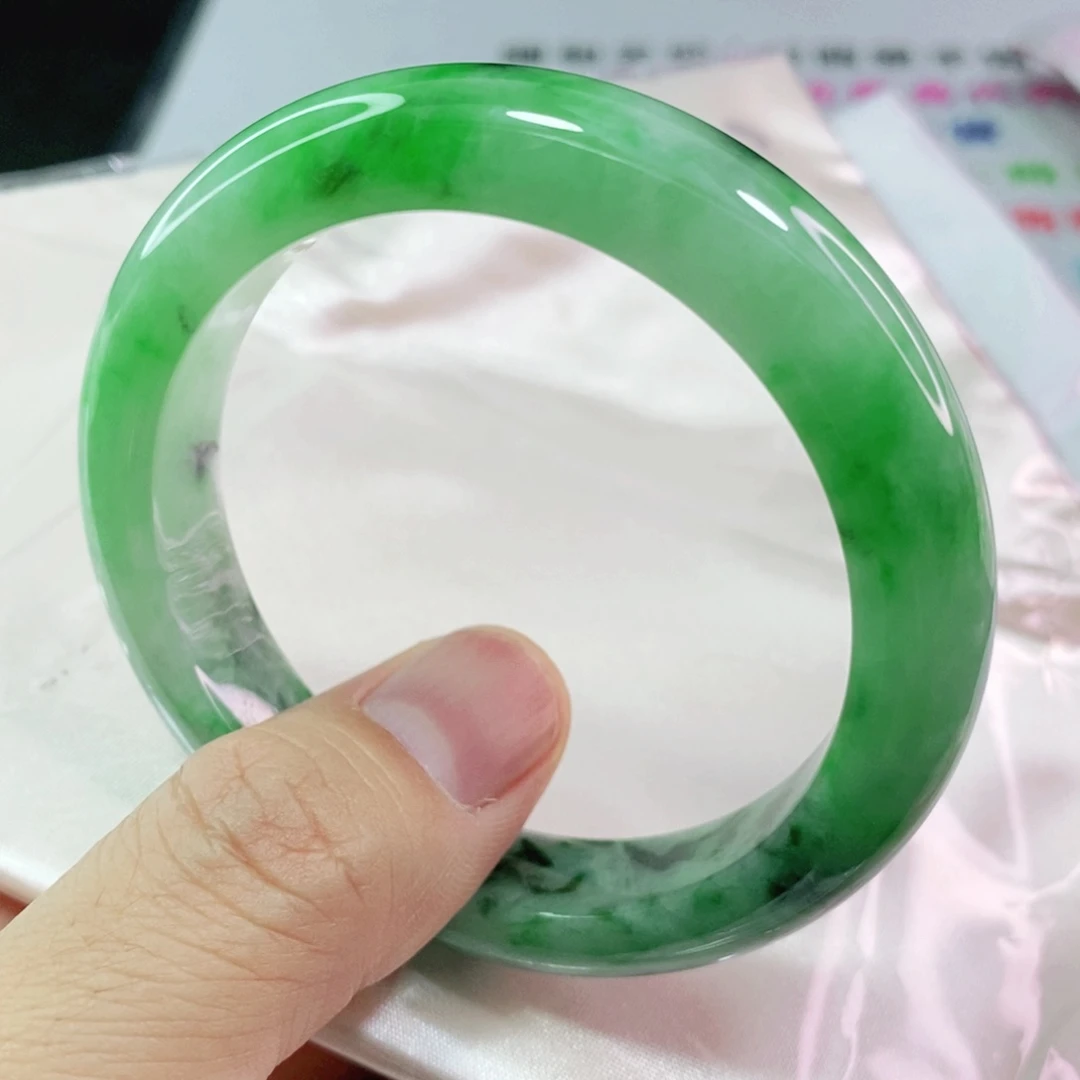 翡翠手镯未镶嵌十**梅53.6圈口翡翠