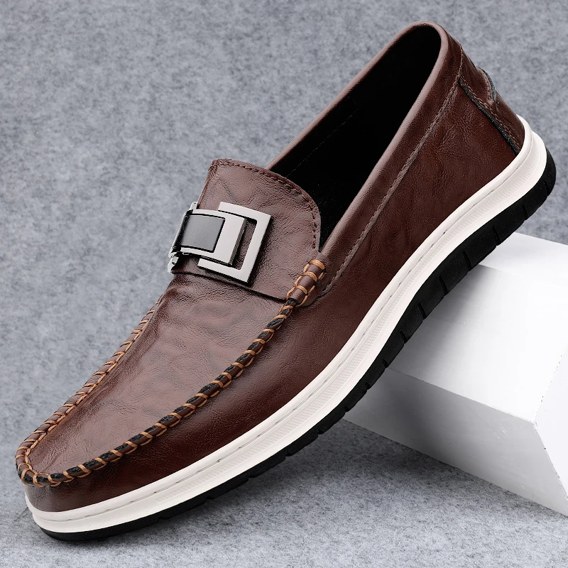 轻便防滑软底耐磨休闲皮鞋潮流懒人一脚蹬韩版商务时尚百搭驾车鞋