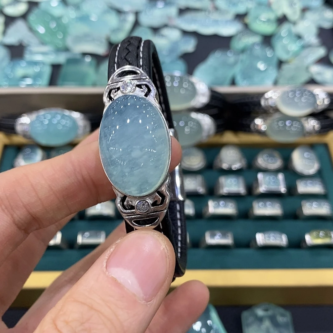 【闪购商品】蛇纹石玉手牌银S925镶嵌