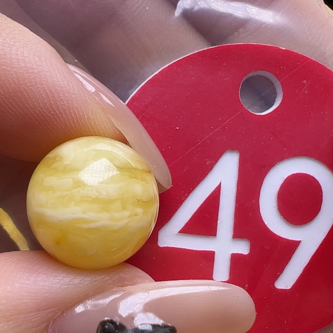 蜜蜡未镶嵌珠宝奇石微瑕12.5mm金瓷白虎皮圆珠