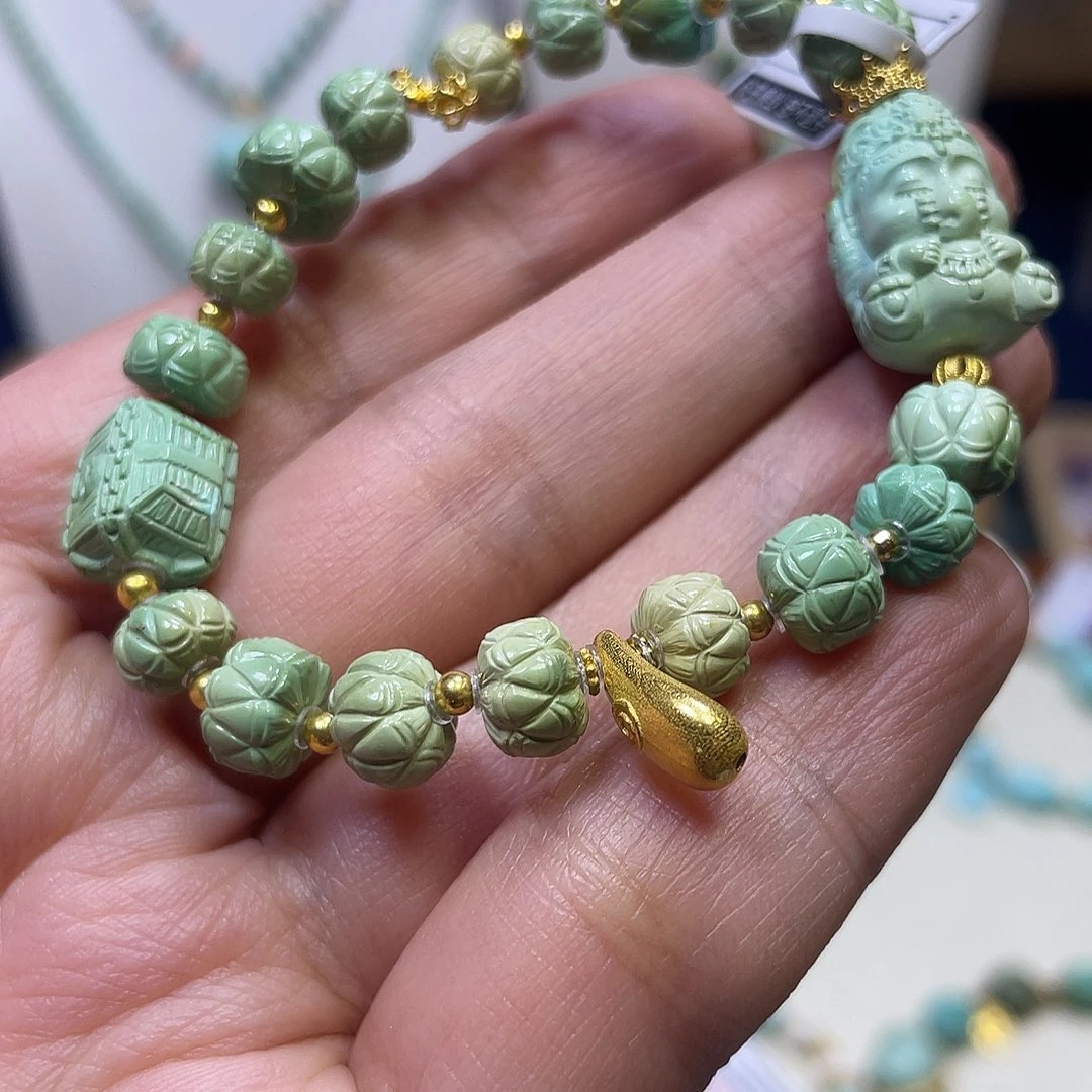 绿松石18K金镶嵌手链