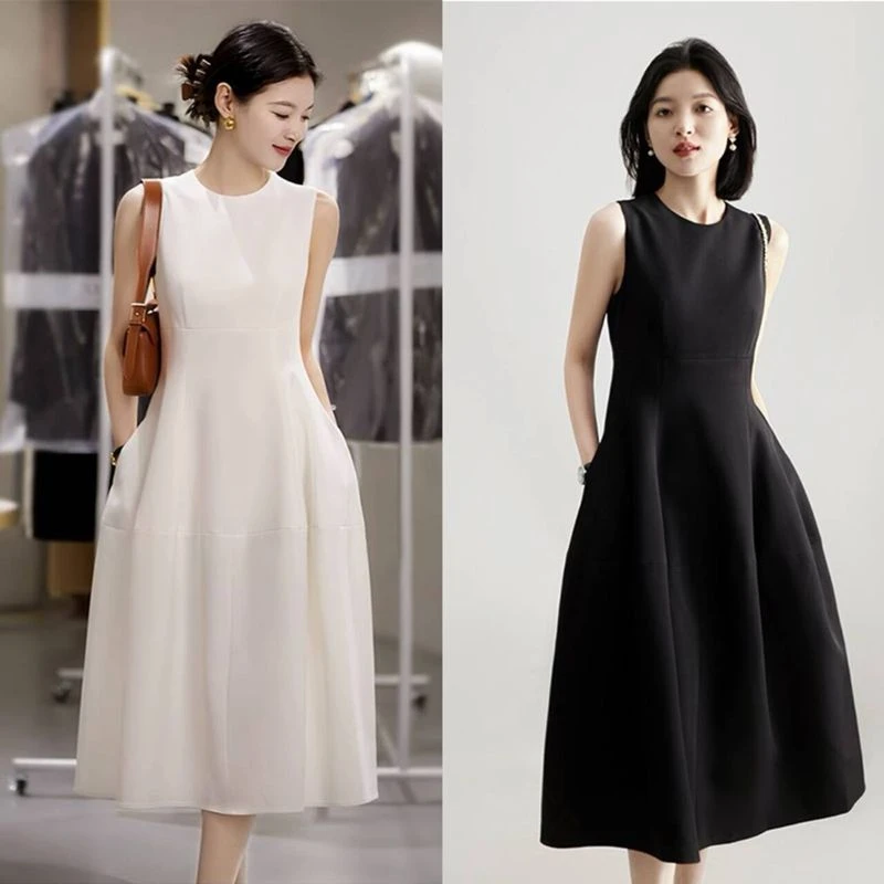 新款时尚洋气百搭女装茶歇法式女神范高级感无袖背心吊带连衣裙