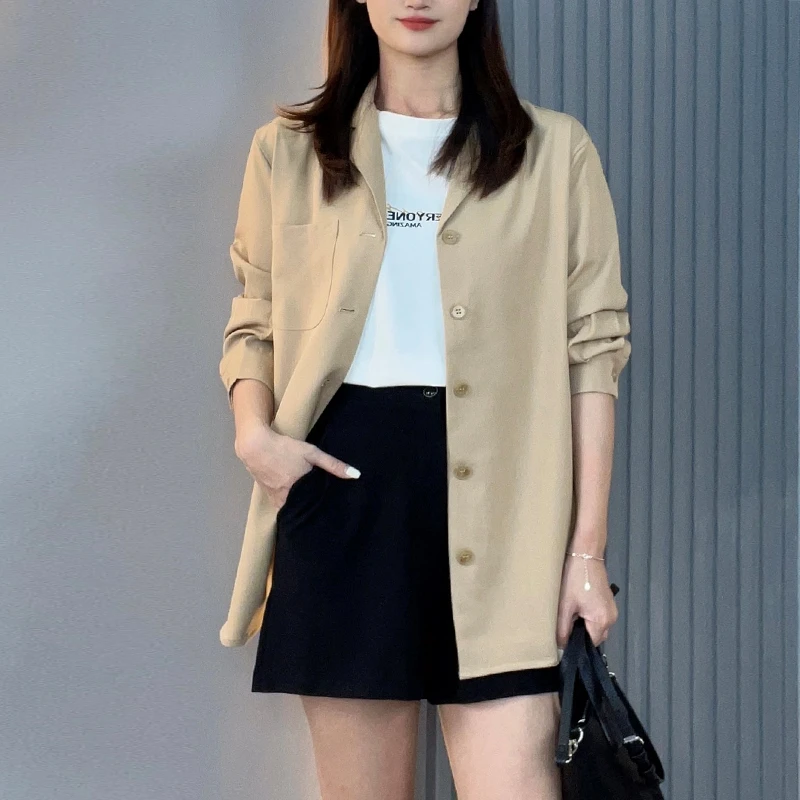 【专柜品质】春季新款纯色衬衫肌理感西装外套上衣女A301249