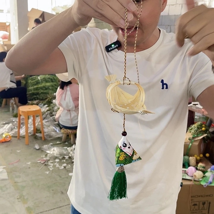 树脂竹编龙舟粽子挂件