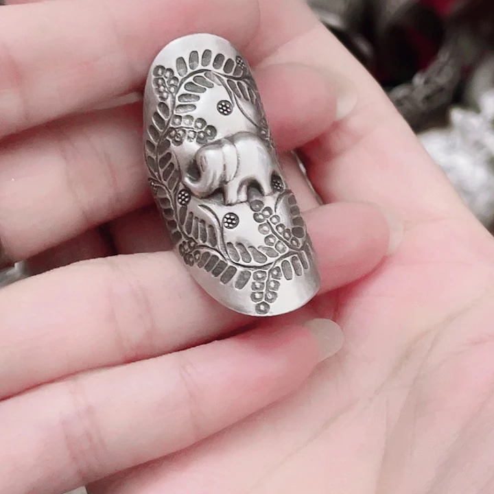 奎***店大理石925银吉祥如意开口戒