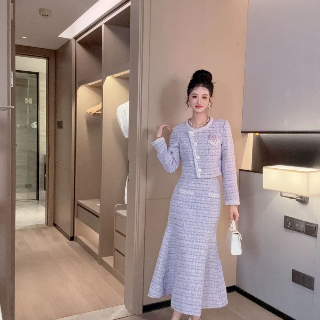 气质名媛时尚鱼尾裙套装Q25C1TZ002