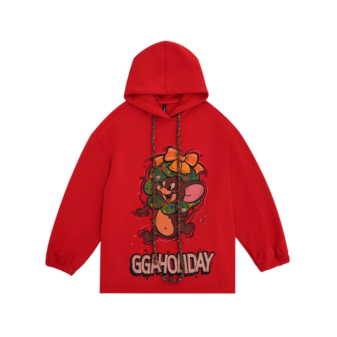 【上新】GG潮牌轻奢秋冬宽松连帽休闲时尚红色潮流卫衣 161105