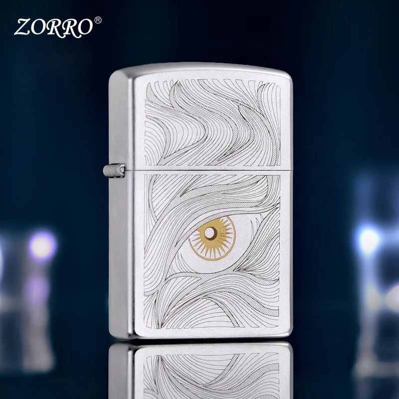 ZORRO佐罗秋水含情打火机高颜值煤油镀铬黄铜材质生日礼物送男生