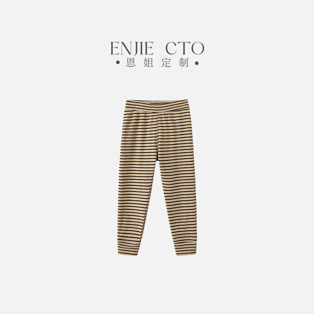 【恩姐定制】冬季加厚加绒女童百搭儿童直筒弹力条纹打底裤EN64991