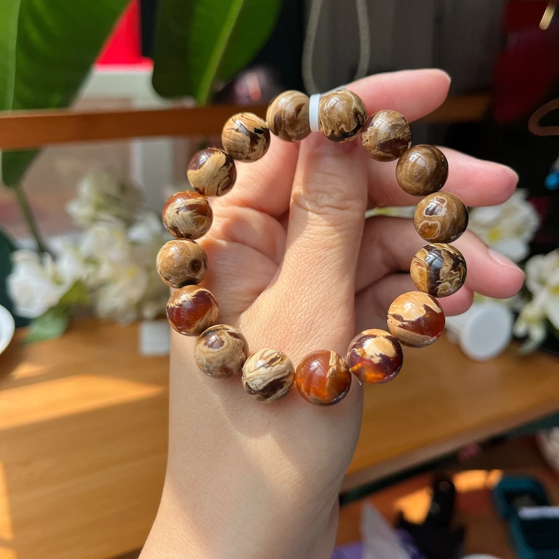 【郭老师】12-12.5mm缅甸溶洞白根妖花圆珠单圈手