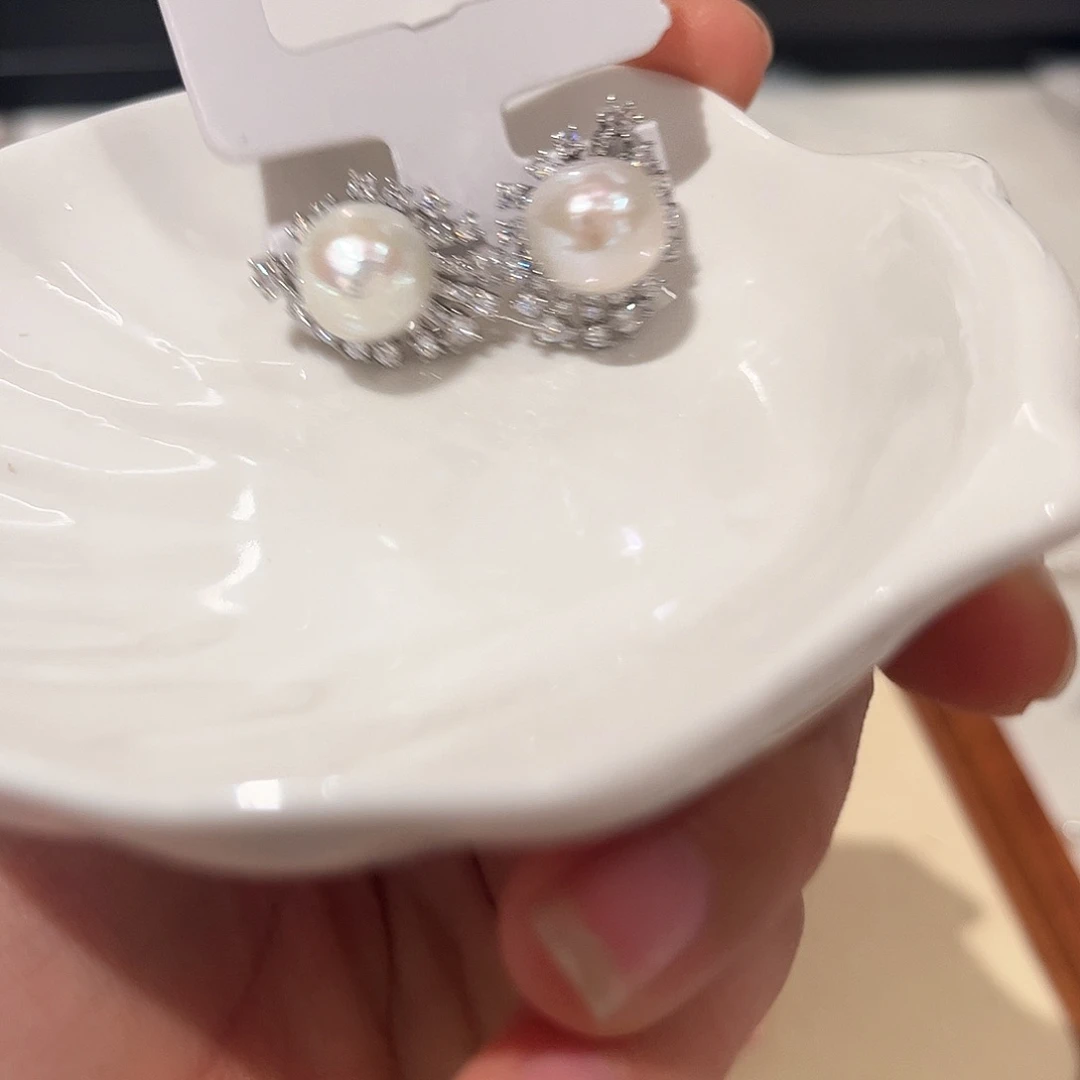 合金淡水珍珠耳饰