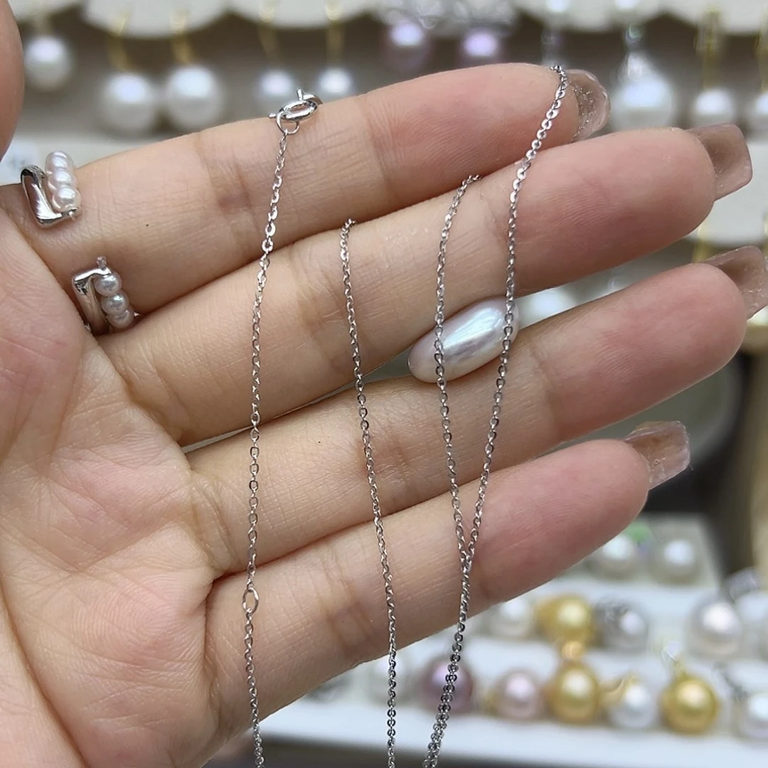 淡水珍珠银S925镶嵌颈饰链子