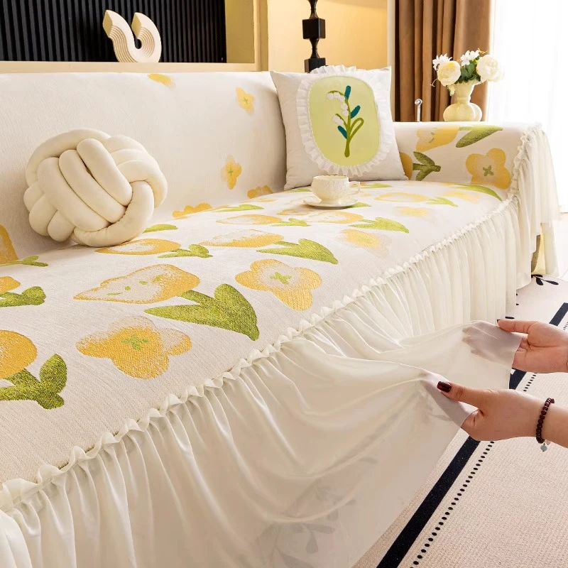 洱峰2025新款裙边沙发盖布一整张全盖新款四季通用全包型坐垫盖巾