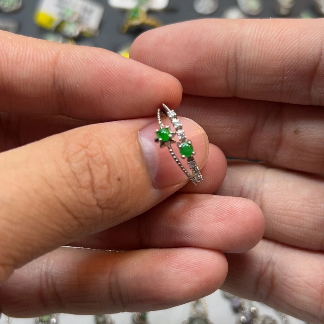 翡翠银S925镶嵌戒指