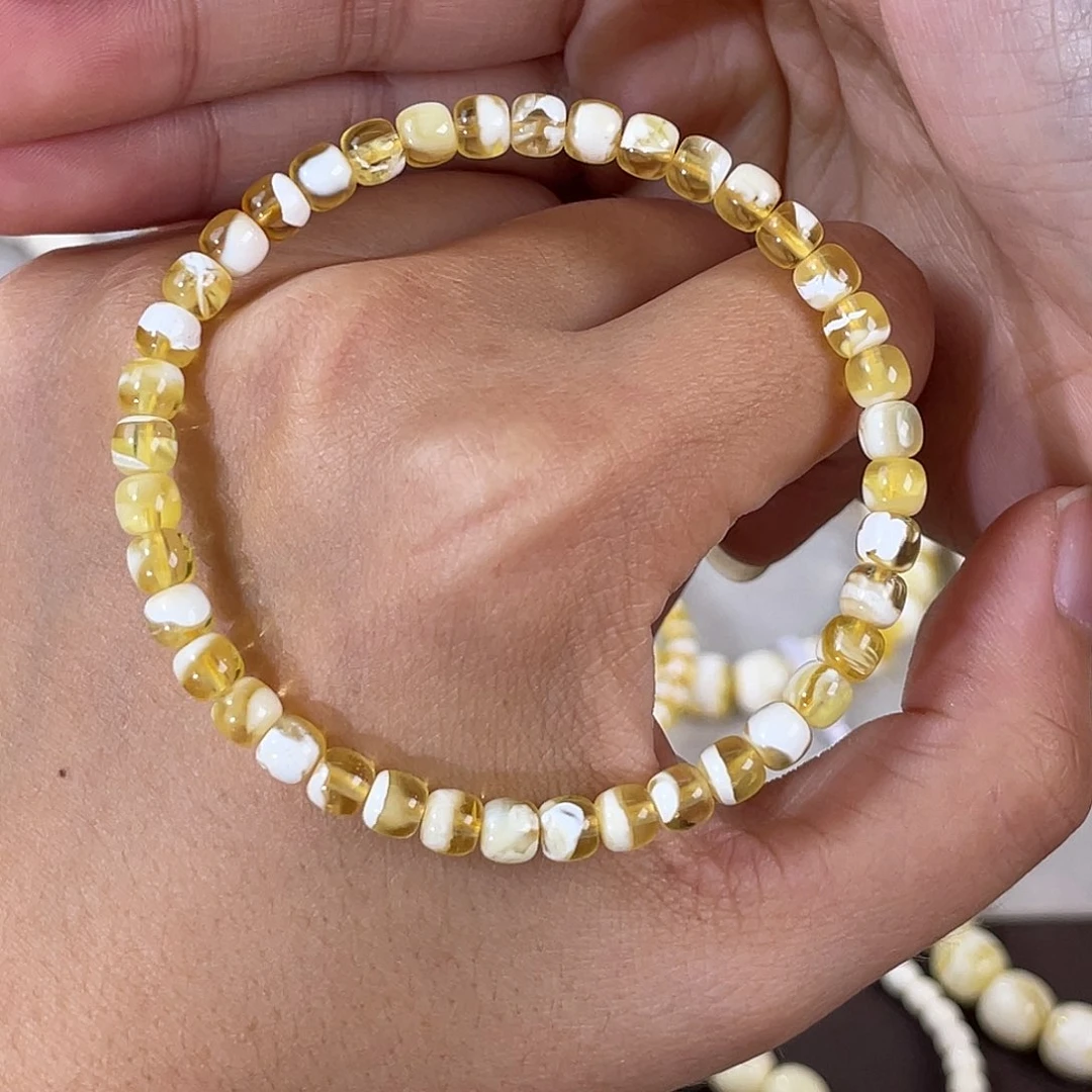 琥珀未镶嵌裸石5金漆白