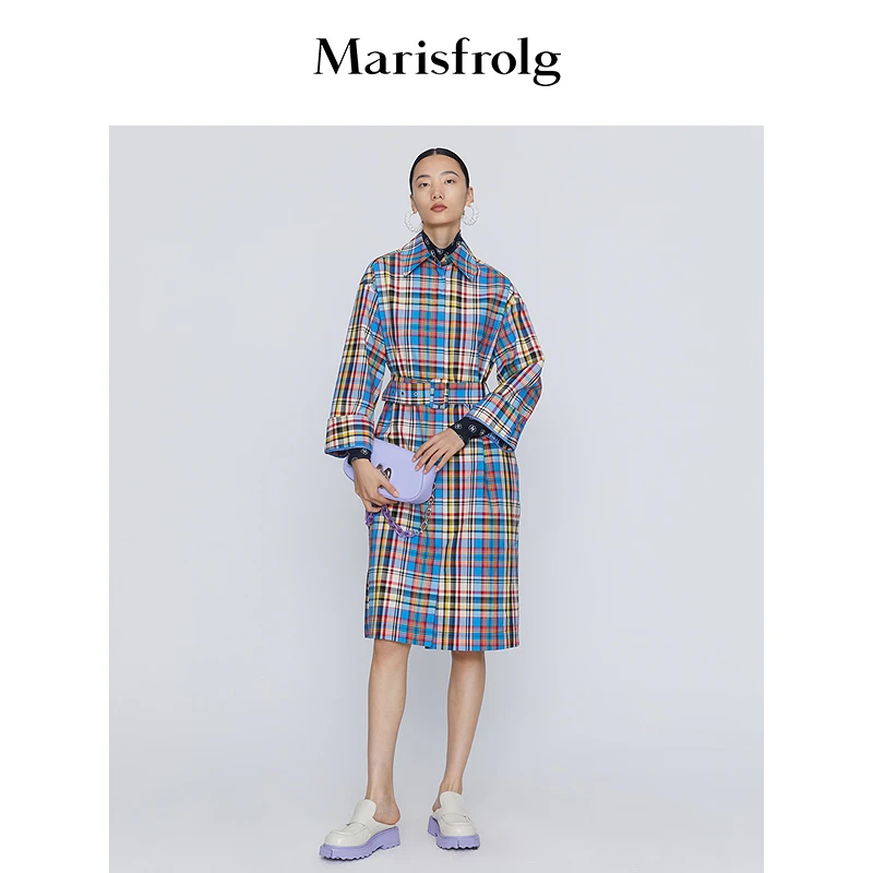 Marisfrolg玛丝菲尔新款时髦春季经典格纹复古休闲外套A1BW13188