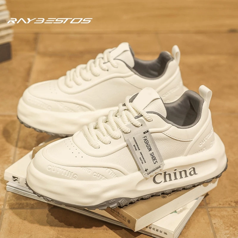 透气休闲圆头轻便车缝线休闲皮鞋厚底秋季百搭~