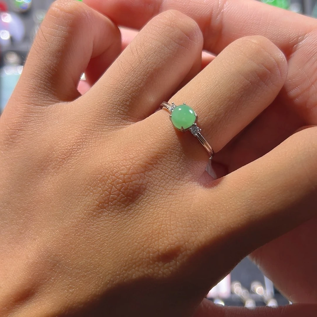 翡翠银S925镶嵌戒指