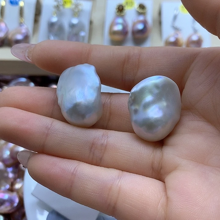 淡水珍珠耳饰银S925镶嵌贾****）