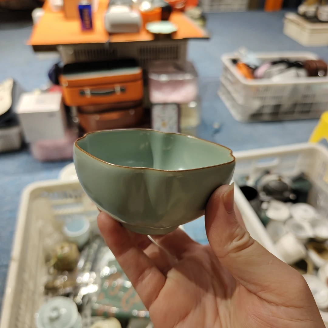 秋香茶具 淡青汝窑四方杯茶杯主人杯-5969