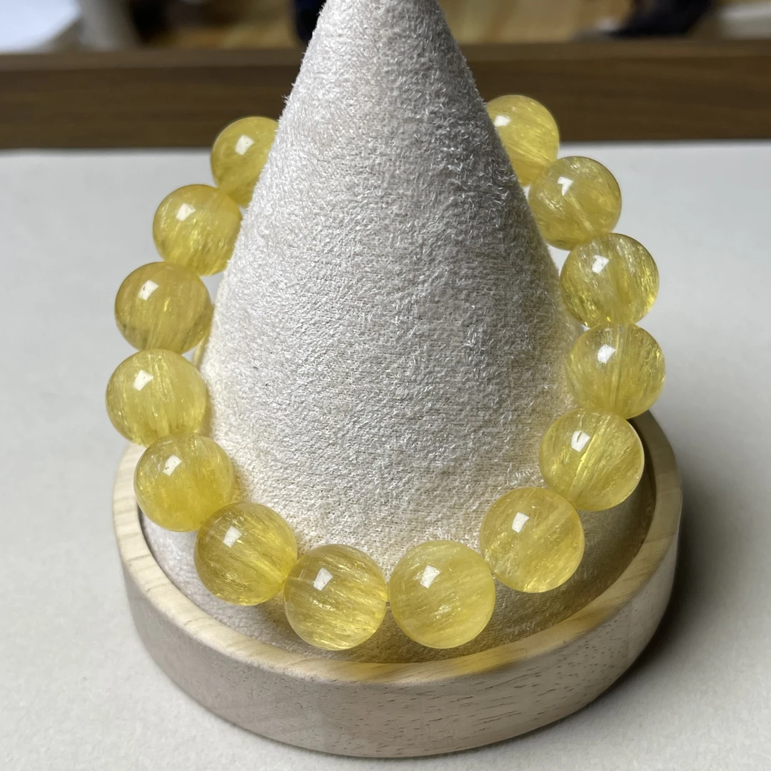 【梵东甄选】Z253-天然金丝雀拉丝萤石单圈手串手链-多样性发其一