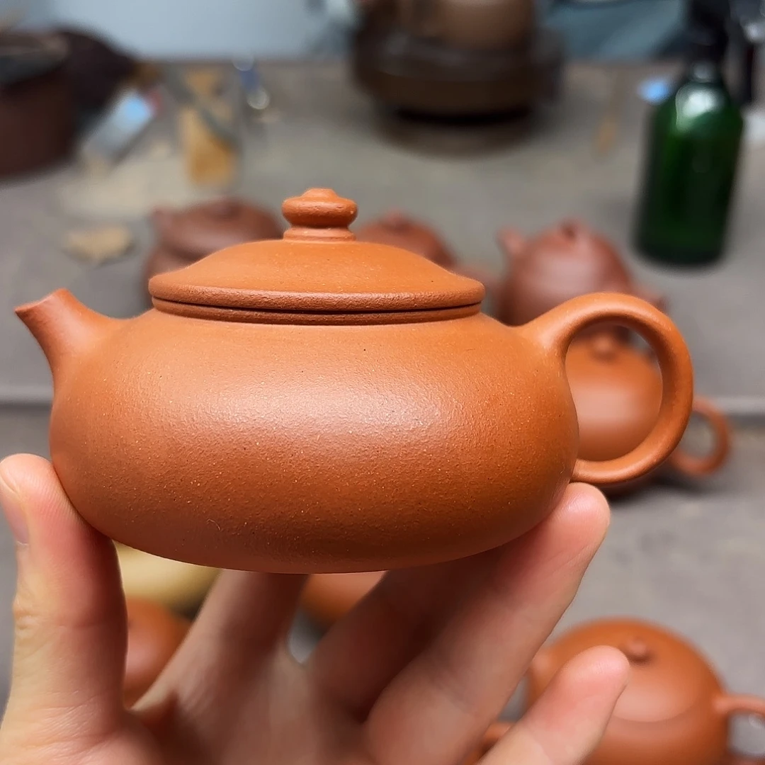 紫砂茶壶小红泥寒江140  cc微瑕
