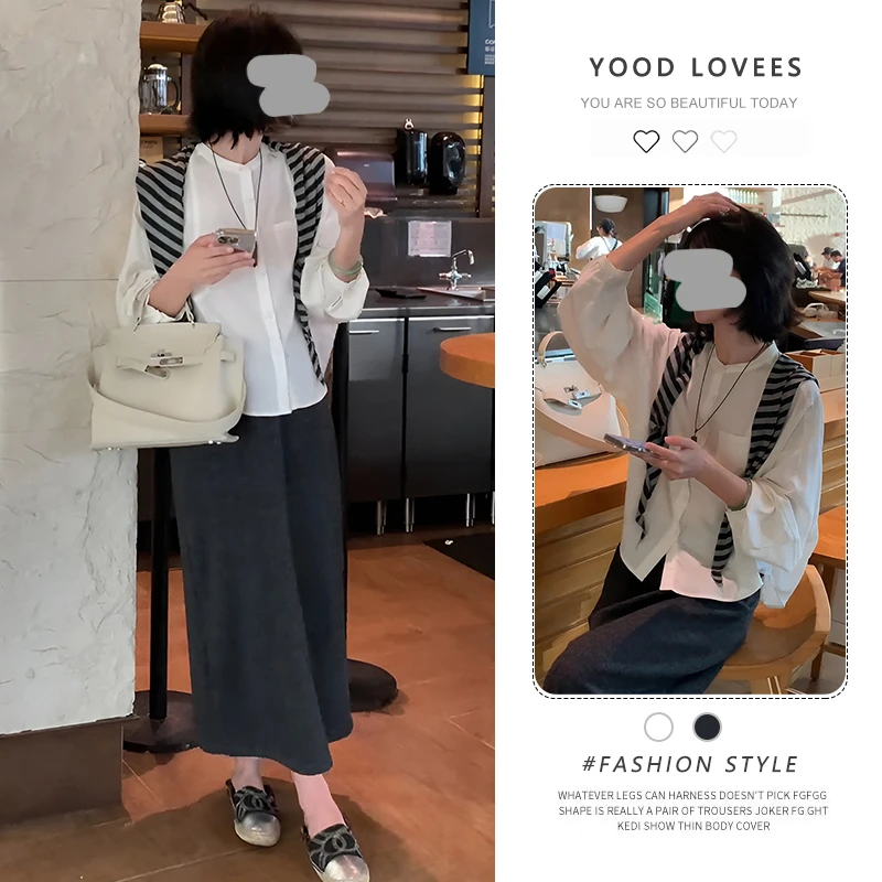 欧货休闲时尚长袖衬衫套装女2025春秋新款今年流行的半身裙两件套