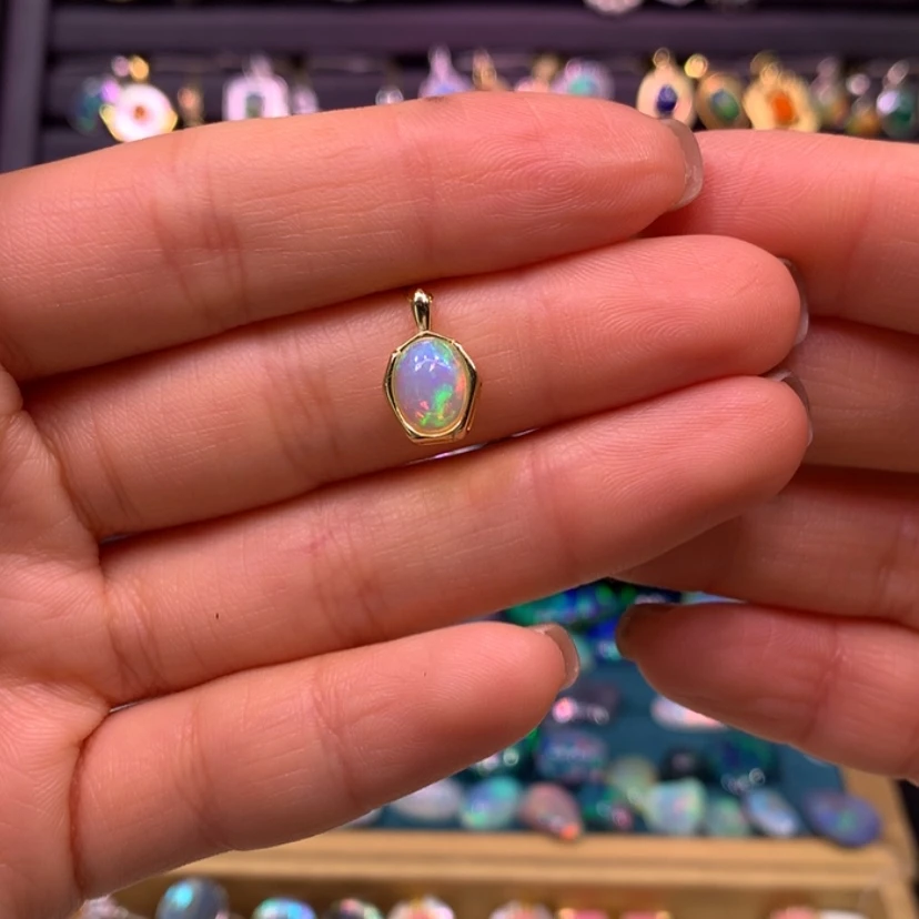 【闪购商品】欧泊项链款式银S925镀金镶嵌