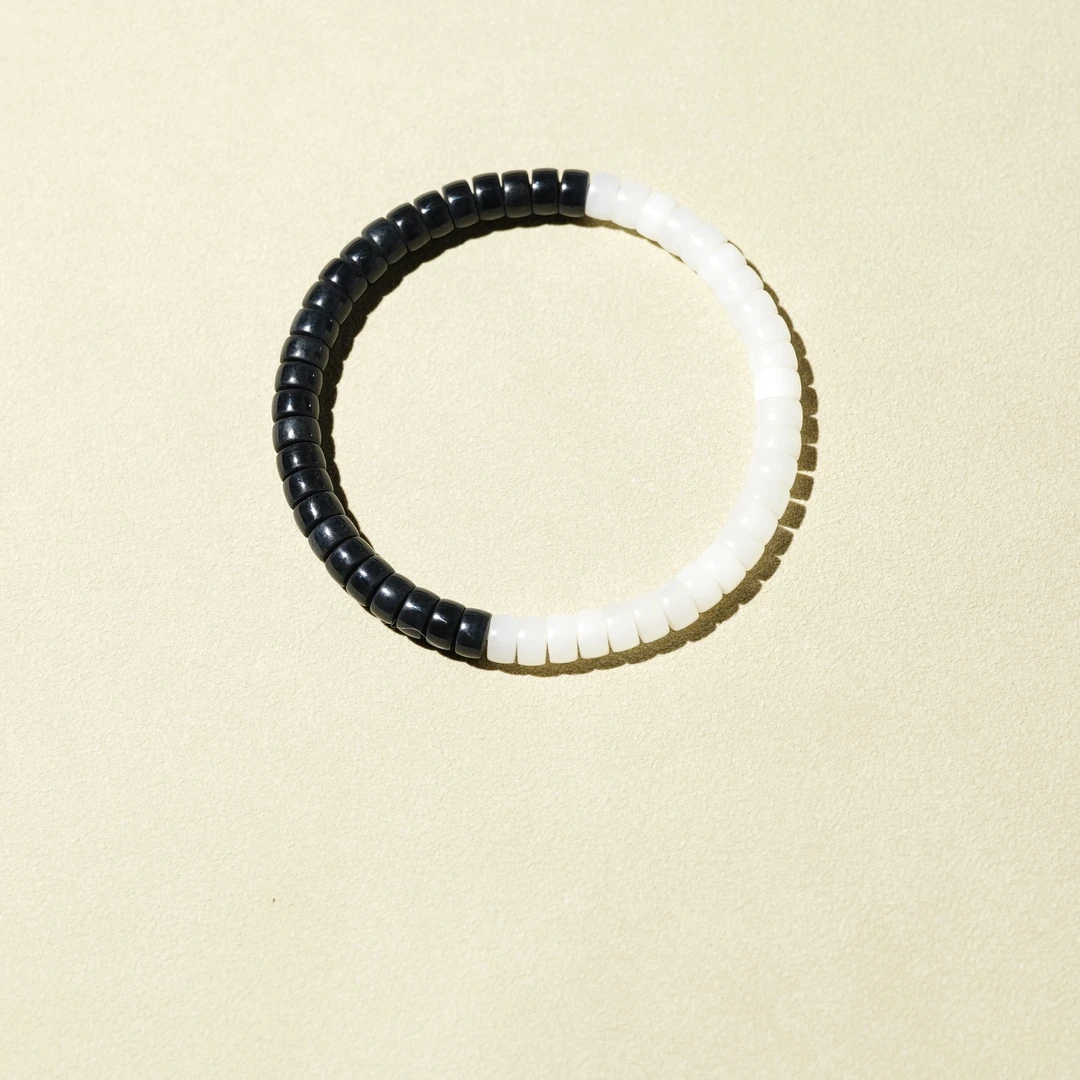 【杨姐说珠宝】K001-6MM墨玉＋白玉药品手串 1900