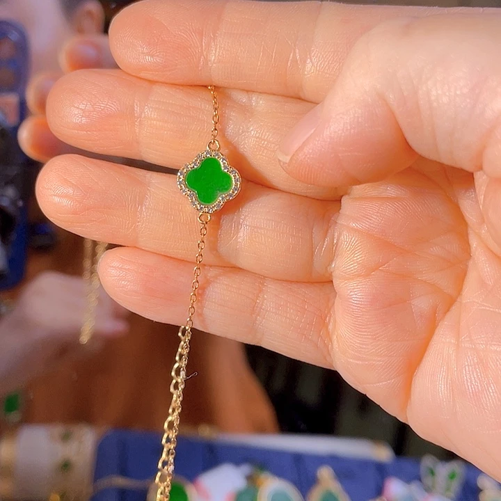 银S925镶嵌手链翡翠多样性发缅甸翡翠