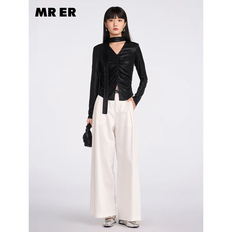 【尚雅专属】复古设计v领薄款长袖小衫R5A83034