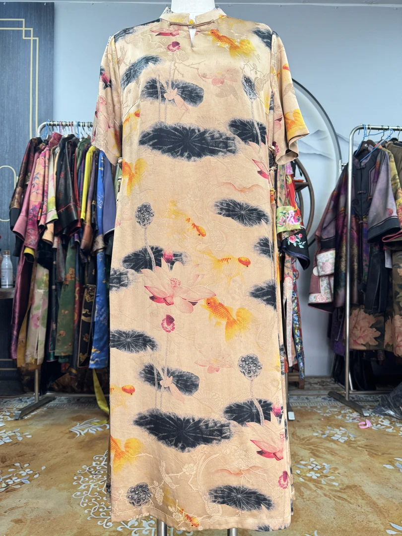 50姆米荷花连衣裙100桑蚕丝款