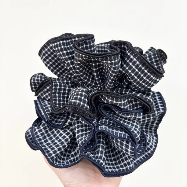 L033夕洛格子肠圈新款简约韩版肠圈布艺时尚洋气发绳头饰