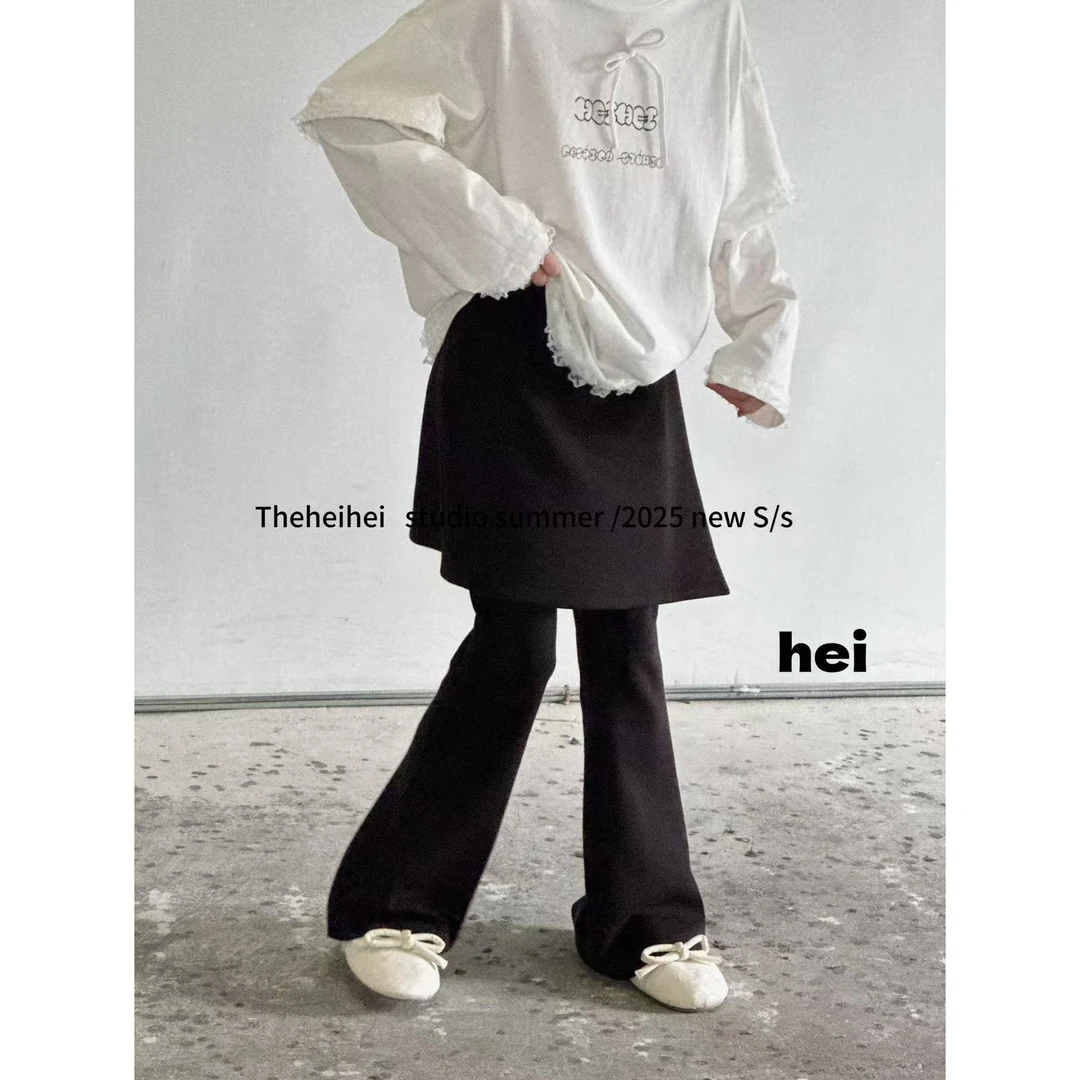 【设计师品牌】针织屁帘裤时尚百搭微喇高弹两件套中大童亲子 3085