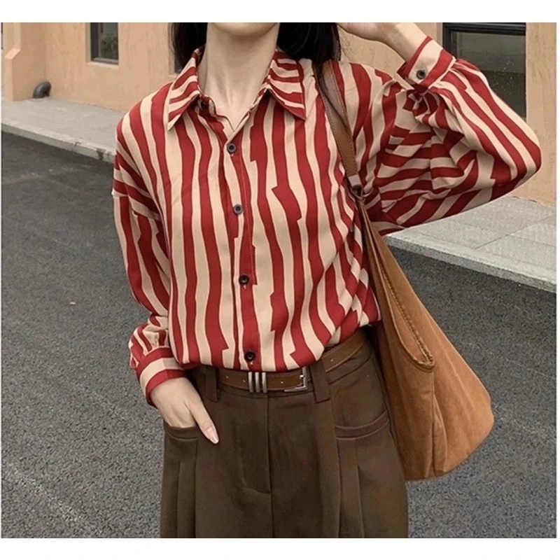 DN/2025新款长袖衬衫女洋气显瘦衬衫时尚休闲女士衬衣百搭花衬衫