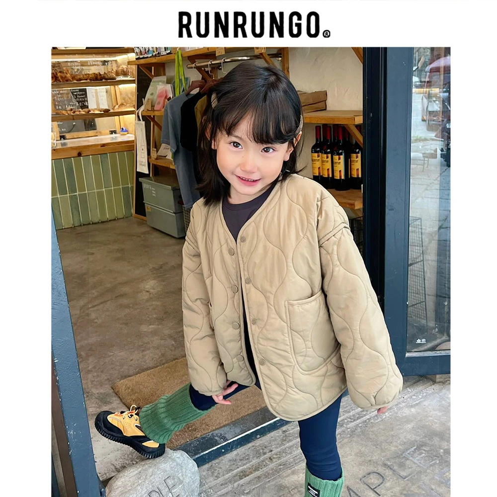 Runrungo【悠悠专享】儿童女童男童洋气宝宝加厚圆领绗棉棉服短款