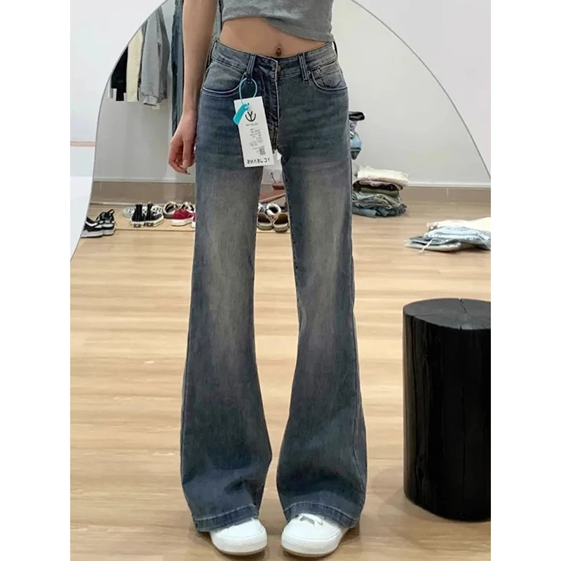 微喇叭牛仔裤女2025新款高腰显瘦弹力大码胖mm春秋季拖地马蹄裤子