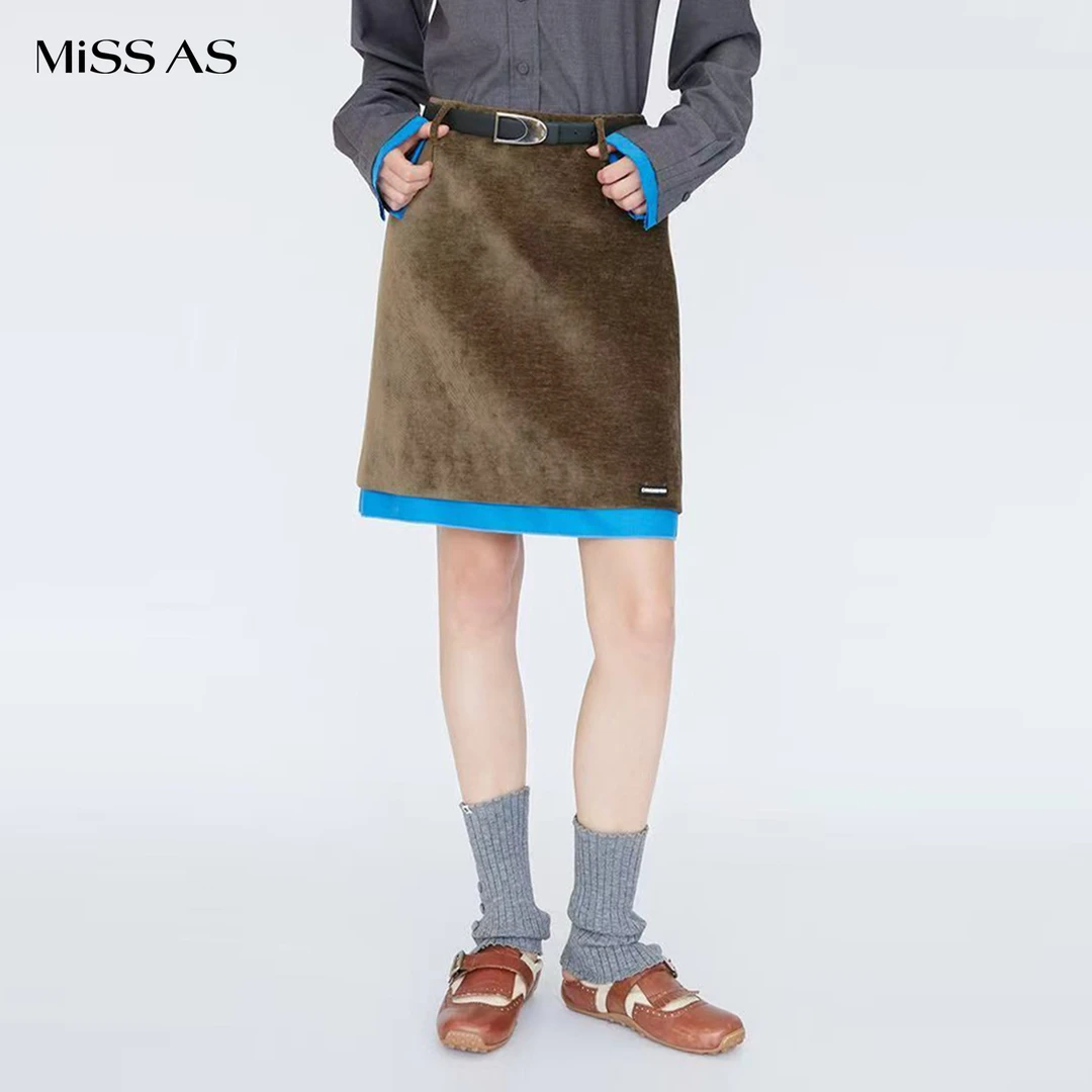 【CHRISOUBYDAN欧阳丹】撞色设计灯芯绒半裙女25秋冬MISSAS买手店