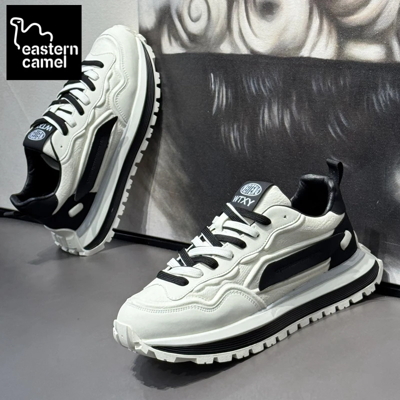 东方骆驼男鞋秋季新款透气休闲鞋运动鞋防滑软底小白鞋潮流老爹鞋